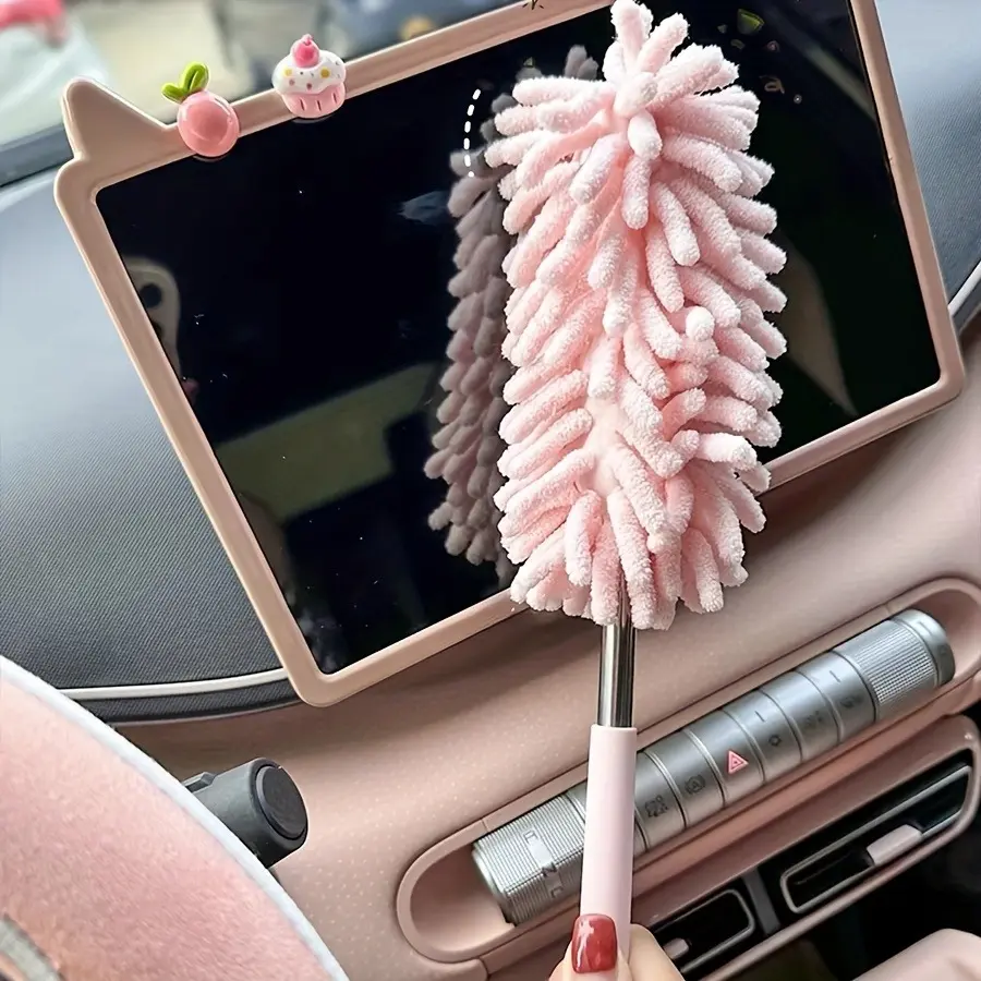 Portable Microfiber Car Duster Brush - Extendable, Ergonomic Handle, Microfiber Pickup, Car Detailing Products for Auto/Home Interior Cleaning, Multi-Use for Vehicles & Living Spaces, Car & Home Use