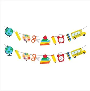 Back To School Banner for Back To School Decorations - Large, 10 Feet, No DIY | Apples Paper Garland for First Day of School Decorations | Back To school Garland for Classroom Decor