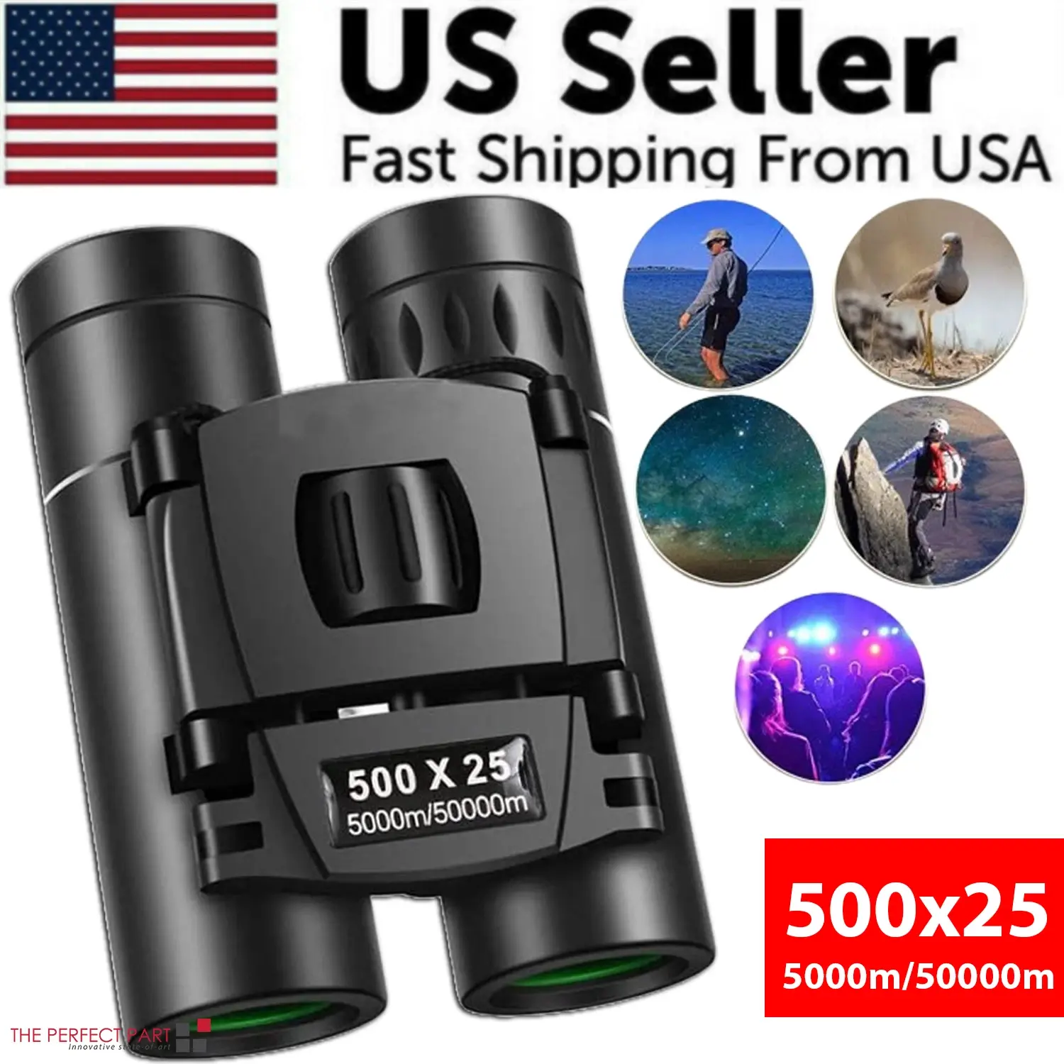 500x25 Portable HD Zoom Powerful Binoculars Day Low Night Optics Hunting Outdoor