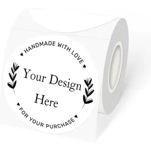 3 Inch White Round Thermal Sticker Labels,  Circle Direct Thermal Labels, Multi-Purpose Self-Adhesive Sticker Label for DIY Logo Design- 200 Sheet/Roll