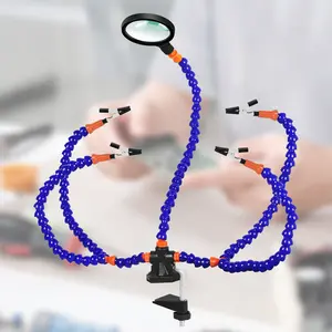 Pcb Soldering Holder, Welding Positioner with 4 Flexible Arms, Solder Paste Fixator, Magnifying Glass for Precision Welding