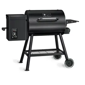 KingChii Electric Wood Pellet Grill & Smoker with Side Shelf, 456 SQ.IN Grill Capacity, with PID Temperature Control (180-425°F) for Backyard Camping Bake and Roast, Black Portable Bbqs Outdoor Bbq Barbecue Oil Customer Service