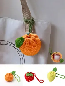 Handmade Crochet Fruit Coin Purse, Bright Knitted Wallet, Strawberry and Lemon Storage Bag, Small Lightweight with Shoulder Strap