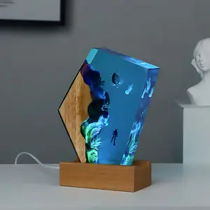 Handmade Resin Night Light, USB Powered, Adjustable Lighting Modes, Energy Efficient, Soft Glow, Ideal for Room Decor & Gifts