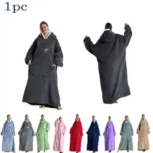 Ultra-Soft Two-Sided Hooded Blanket, Soft Comfy Blanket, Comfortable Durable Thick Lazy Blanket, Wide Apple Kangaroo Pocket, Holiday Gift