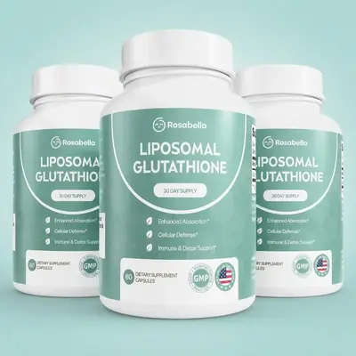 glutathione supplement mauritius Rosabella 3 Pack Liposomal 60 Count Skin Glow Immune Detox Support Hashimoto's Thyroiditis and Female Size:300mcg seal-zero-fillers