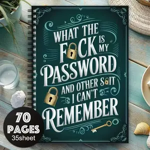 Fun Spiral Password Notebook with Gold Key Design, Includes 70 Pages for Secure Internet Logins & Password Storage, Ideal for Home Office Use, Spiral Notebook Journal