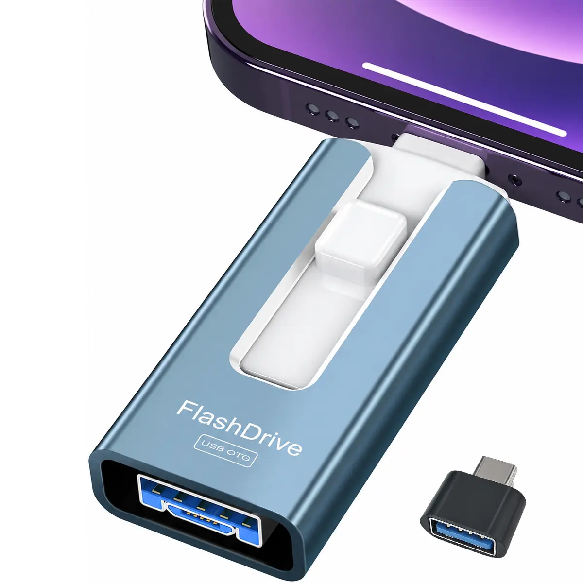 4 in 1 Flash Drive  for iPhone Thumb Drive Photo Stick, High Speed USB Memory Stick iPhone Flash Drive for Photos Videos, External Storage Jump Drive for iPhone/iPad/Android/PC