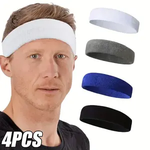 4pcs Outdoor Sports Sweat Absorbing Towel Headband, Men's Fashion Fitness Yoga Headscarf, Ideal for Running, Basketball, Gym