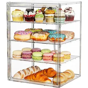 Cupcake Stand Acrylic Cupcake Tower Holder, Dessert Pastry Cookie Display Stand Case with Lid for Birthday Wedding Party Decoration, Adjustable Bread Box,