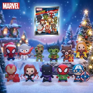 Marvel Avengers Blind Bag 1PC Officially licensed PVC 3D Figurine Bag Clip Charms Blind Box Anime Figure Keychain Collector Keyring Backpack Decor Spiderman Hulk Black Panther Black Widow Captain Marvel Groot Thor Iron Man Rocket