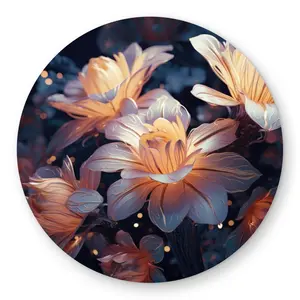 MWW C1COAR55L7B4LF 5 x 5 ft. Pixie Flowers - White Outdoor Round Area Rug for Home Decor