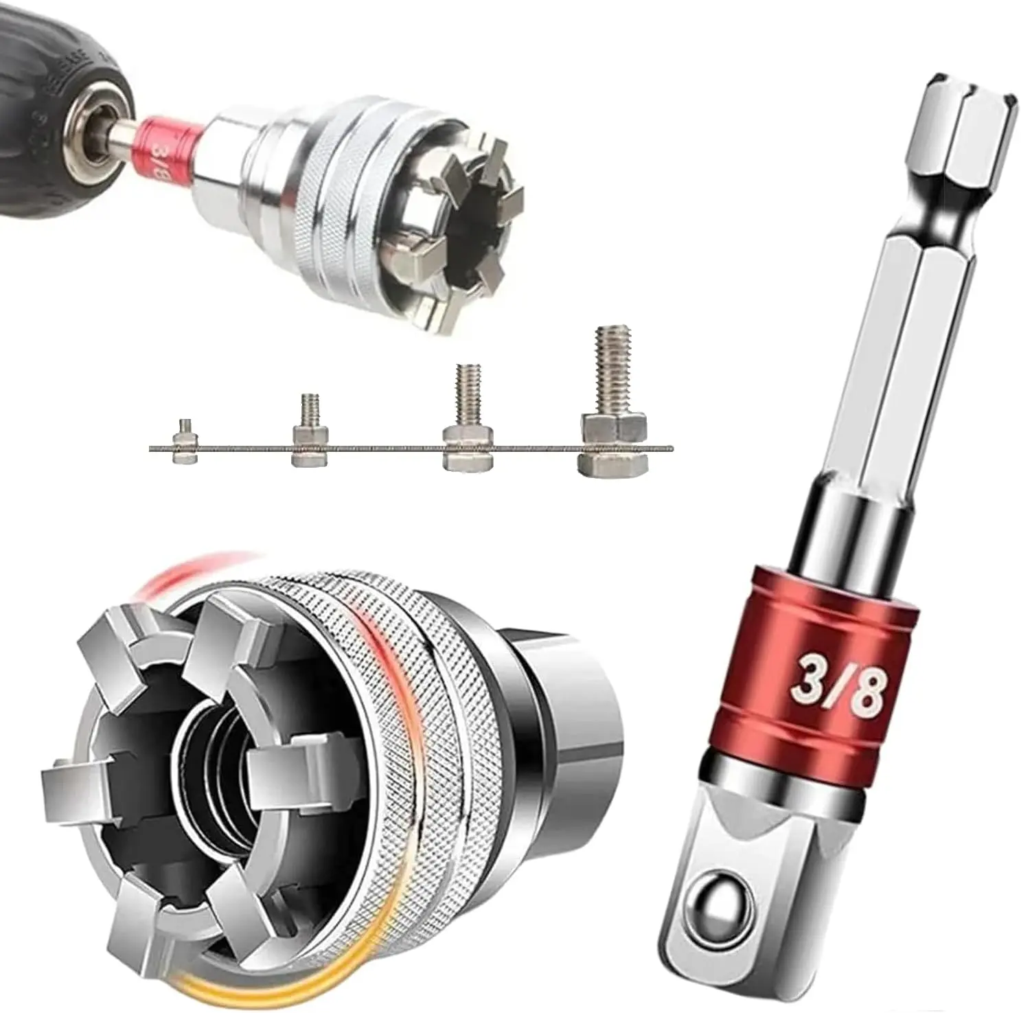 Adjustable Universal Socket Wrench Tool Set - Multi-Function 10mm-19mm Universal Maintenance Socket for 3/8" Drive Ratchet, Torque Wrench & Power Drill