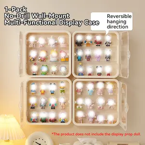 Wall-Mounted Action Figure Display Case Organiser – 3-Tier Shelves, Magnetic Door, No-Drill Hanging for Mini Plush & Collectibles!