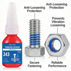 Magic Amah 243 Medium Strength Anaerobic Thread Locking Compound 10ML, Removable Anti-Corrosion Screw Glue for Cars