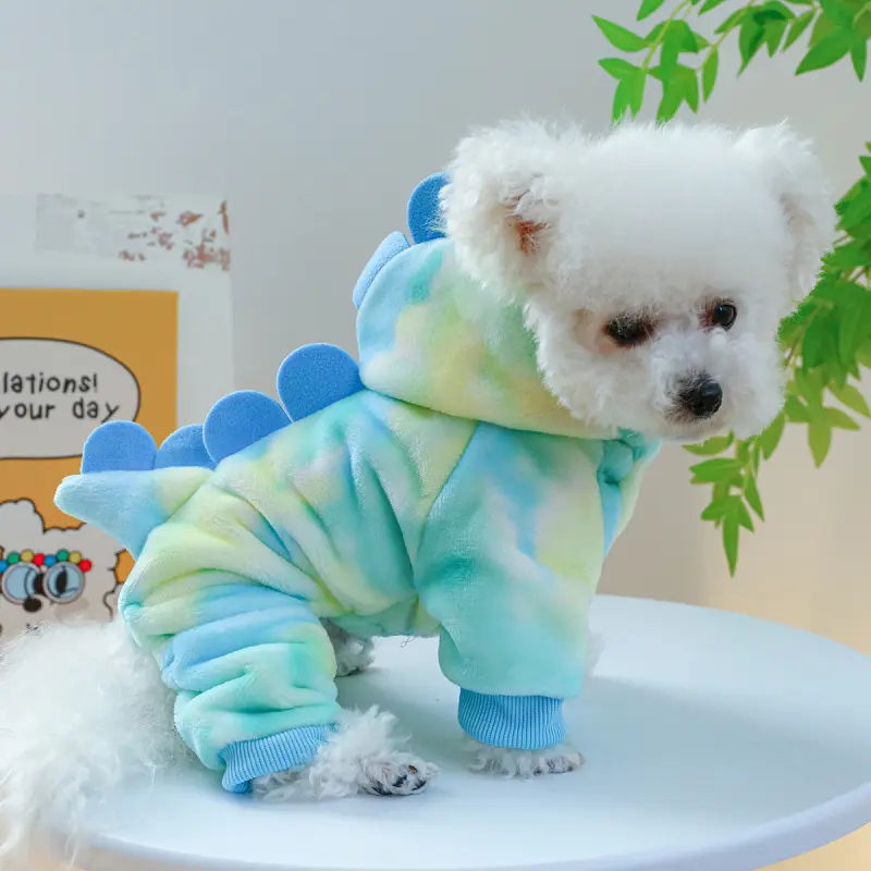 1 piece of pet autumn and winter dinosaur transformation costume, suitable for small dogs and cats Dinosaur Shark Hoodie Coat Halloween