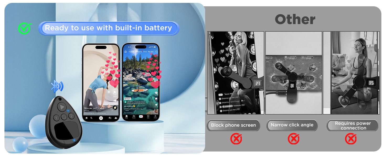 Bluetooth Auto Clicker Smart Tapper, Wireless Rechargeable, Ultra-Fast Tapping for TikTok Live Stream