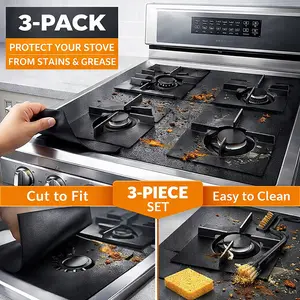 Reusable Stove Covers 3PCS – Extra Long 32" Wide Gas Range Burner Protectors, Non-Stick Heat Resistant Stove Top Covers, Washable & Easy Clean for Kitchen
