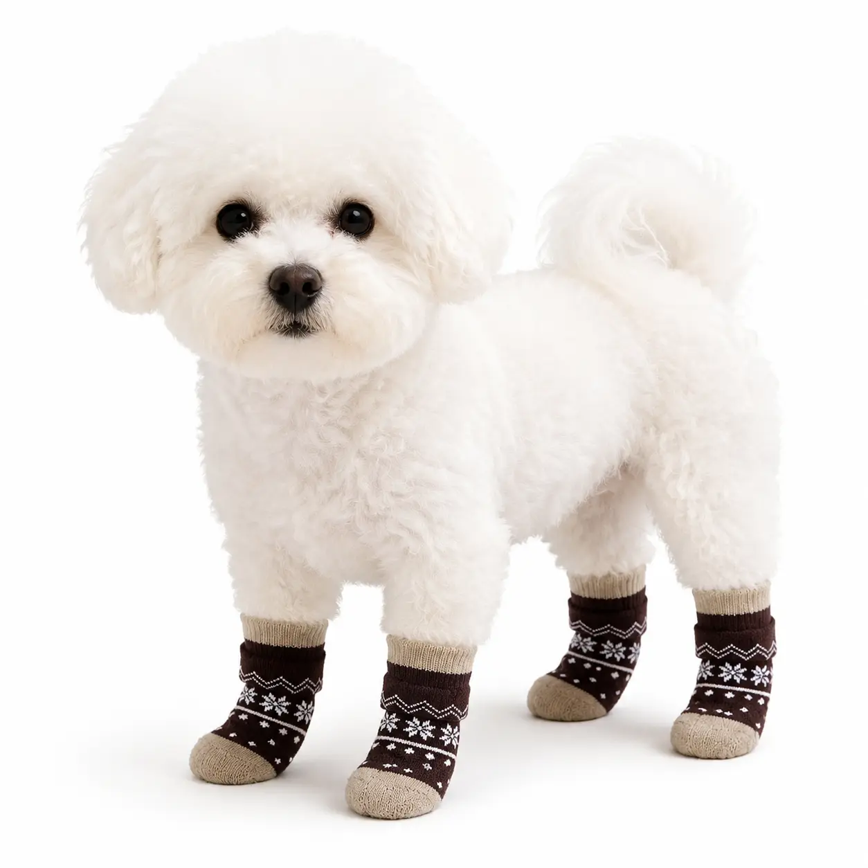 Dog & Cat Waterproof Silicone Booties - 4-Pair British Look Pet Paw Covers with Anti-Slip Sole, Cotton Blend, Skin Safe, Wear-Resistant, Breathable, Dirt Guard, Durable for Outdoor Sports, Christmas Use