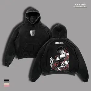 Levi Ackerman Anime Vintage Washed T-Shirt & Hoodie – Retro Heavyweight Cotton Graphic Tee, Attack on Titan Streetwear, Oversized Unisex Menswear, Dark Anime Merch Gift