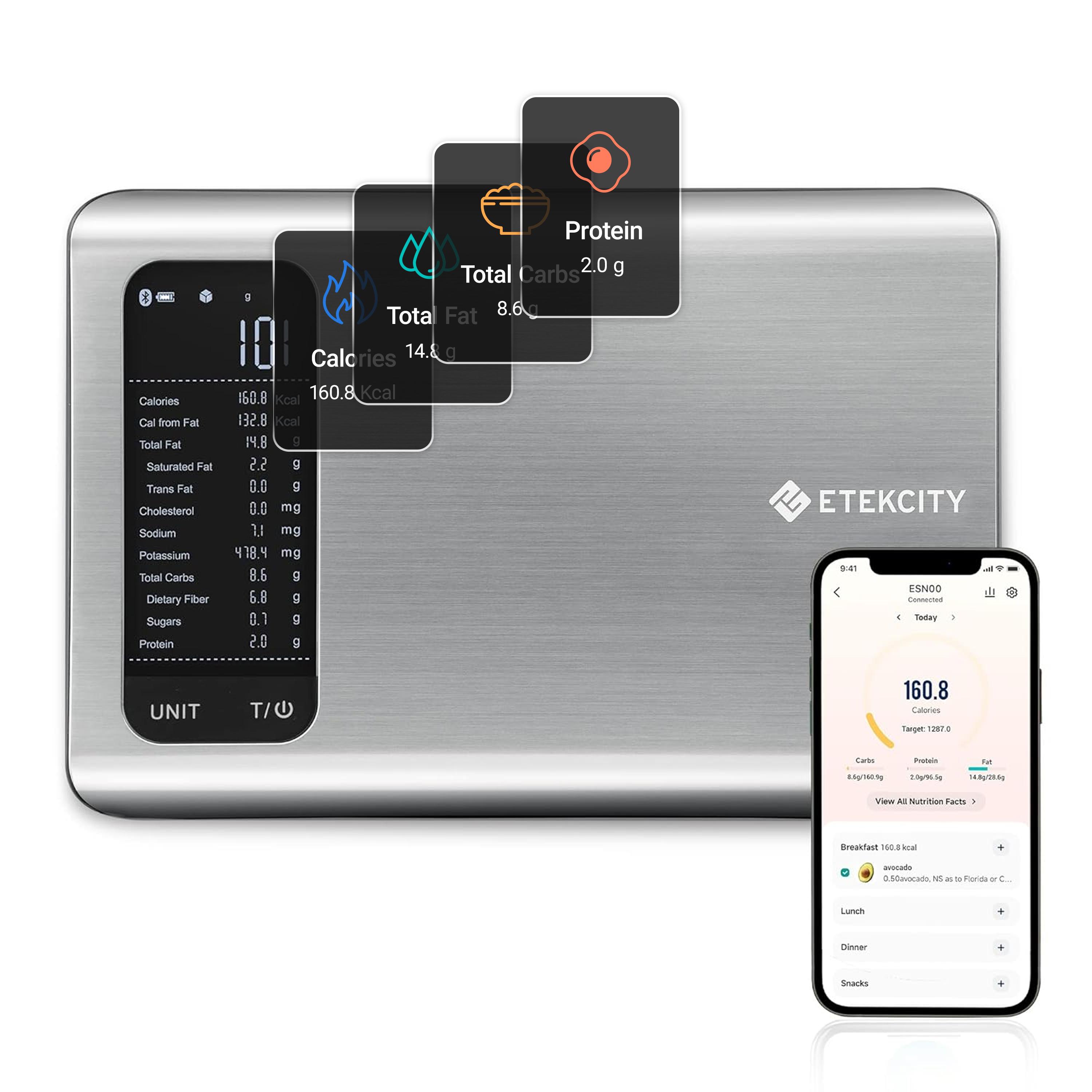 Etekcity ESN00 AI Smart Food Scale | 19 Nutrient Facts Auto Scan | Digital Calorie Counter for Meal Prep & Fitness | Compact Stainless Design SummerWins, DFYD, DealsForYouDays