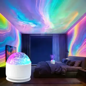 16-Color Music-Synced Star Projector Night Light, 2-Scene Ocean Wave & 3D Water Ripple Projector, Illuminated Light-Up RGB Star Novelty Lighting for Bedroom, Home Décor, Illuminated Novelty Lighting led nightstand