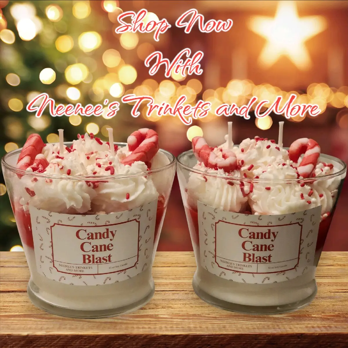 15 oz Candy Cane Blast Candle - Scented Christmas Spirit and Candy Cane - Home Decor Freshener Decoration Ornaments making Soy Aroma Cozy Holiday Gift Christmas Candle decor Autumn living Girlfriend gift Perfume