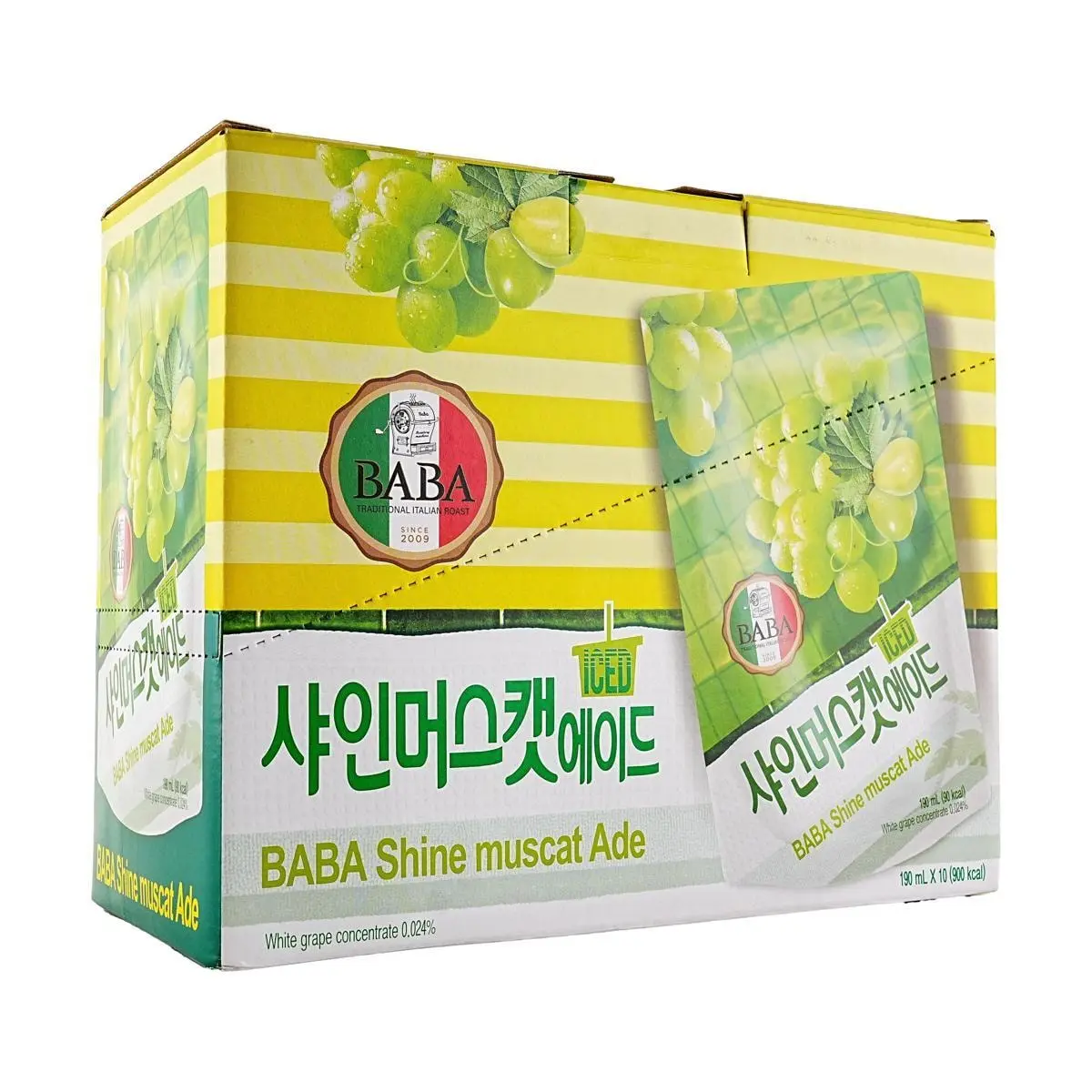 WOONGJIN BABA Sunshine Rose Grape Juice 190ml x 10 Packs | Low Calorie & Zero Fat WOONGJIN BABA Sunshine Rose Grape Juice 190ml x 10 Packs | Low Calorie & Zero Fat