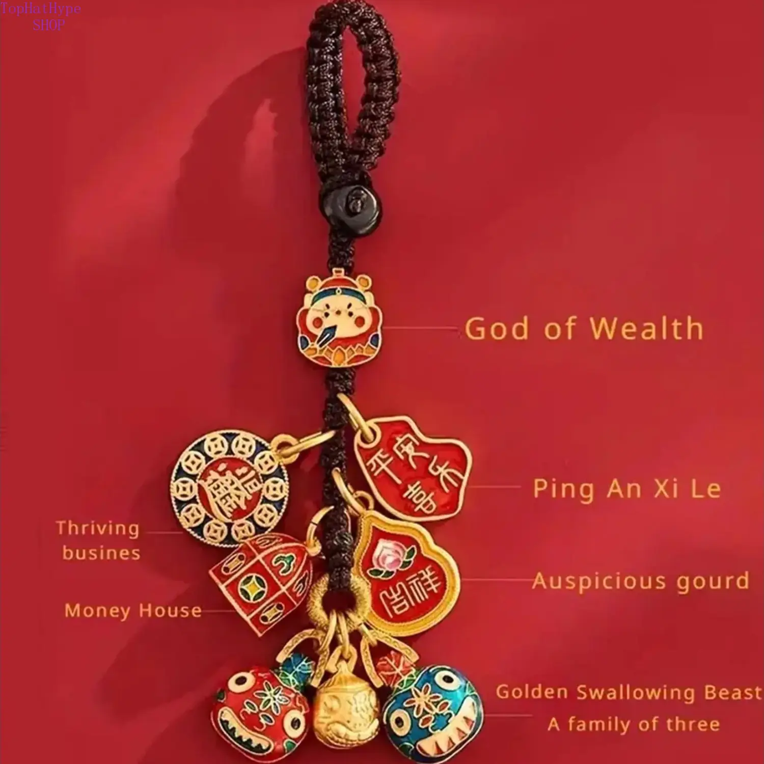 Lucky God of Wealth Alloy Keychain - Stylish Circular Pendant, Coin-Shaped Charm Keychain Accessory for Men, Car & Bag Use, Keychain Accessories, Alloy Keychains