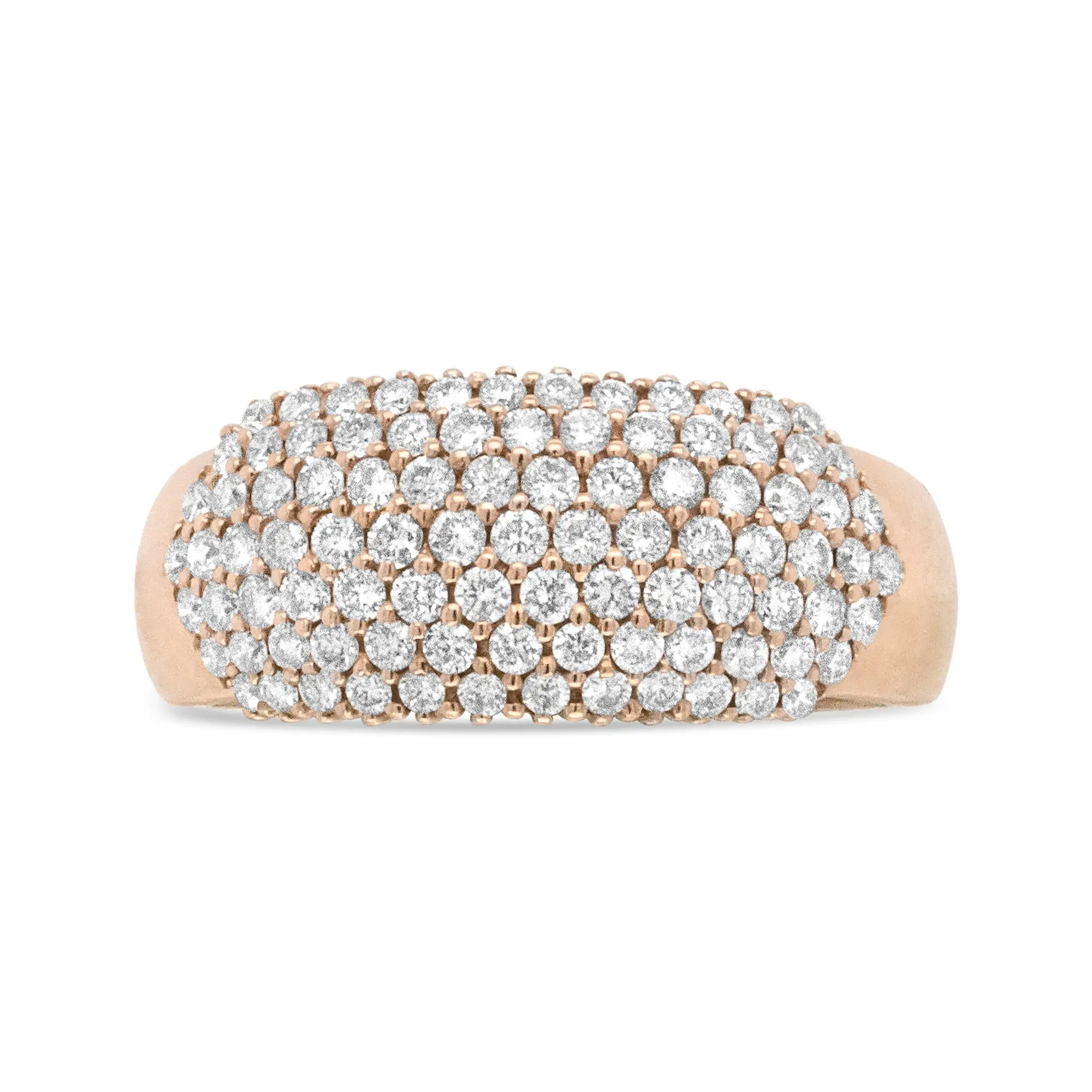 18K Rose Gold 1.00 Cttw Diamond Multi Row Dome Band Ring (F-G Color, V
