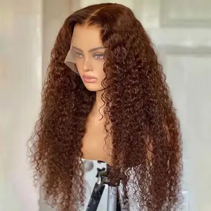 Chocolate Brown Deep Wave 13x4 13x6 Lace Frontal  Human Hair Wig For Women Pre Plucked 180% Density Brazilian Human Hair Wig Unnotable Hairline Preferred Campus Design Style TikTokShopBlackFriday
