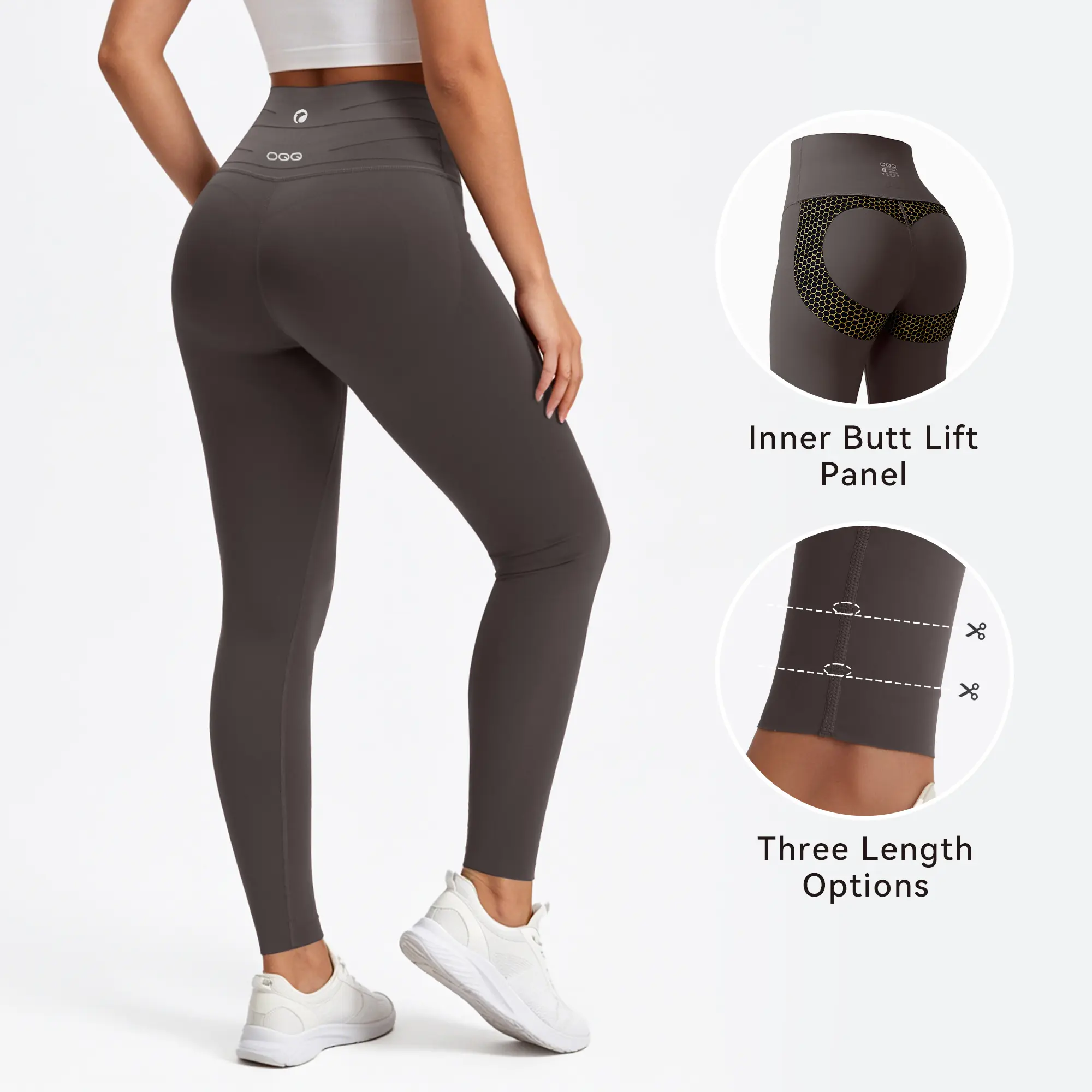 OYV Women's Yoga Pants, High Waisted Butt Lift Leggings with Tummy Control, Inner Lift Panel & 3 Customizable Lengths for Workout, Running & Daily Wear