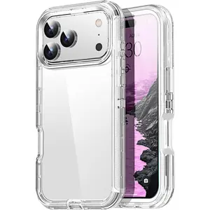 for iPhone 17 Pro Max Case Clear 3 in 1 Heavy Duty Drop Protection Full Body Rugged Shockproof/Dust Proof 3-Layer Military Protective Tough Durable Cover for iPhone 17 Pro Max 6.3"_910