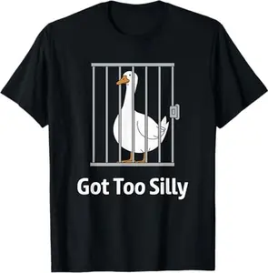 Men’s Cotton "Got Too Silly" Goose Meme Graphic Tee - Viral Funny Casual Short Sleeve