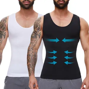 1/2/3/4 Pack Menswear Body Shaper Shirt Tummy Control Stretchy Shapewear Compression Breathable Sports Athletic Workout Tank Tops Activewear Smooth Undershirt Gym Vest Polyester Black Spandex Bestie SpringStatements Casual Fashion