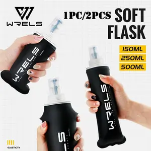 1 Count 150ML/500ML Black Sports Soft Water Bottle, Portable Foldable Sports Water Bottle, Bite-Valve Hydration Tumbler, Flip Lid Bottle, Sports Water Bottle, Gym Bottle, Drink Bottles, Ideal for Outdoor Cycling, Trail Running and Mountaineering