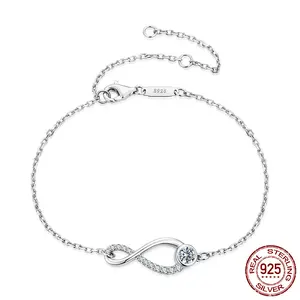Moissanite Bracelet 925 Trendy Sterling Silver Infinity Symbol Chain Charms with GRA for Women Fine Jewelry