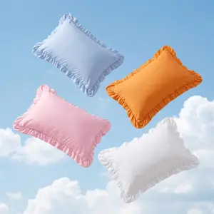 [Memorial Day Sale]NTBAY 2-Pack Ruffled Cotton Pillowcases, 2-Inch Graceful Ruffle Trim Pillow Covers, Shabby Chic Decorative Bedding, Soft & Breathable with Envelope Closure