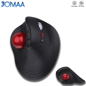 JOMAA 2.4G+Bluetooth Wireless Trackball Mouse Rechargeable Adjustable 1000 DPI Buttons Dual Mode Ergonomic Thumb-Control Mouse for Laptop,PC,Tablets