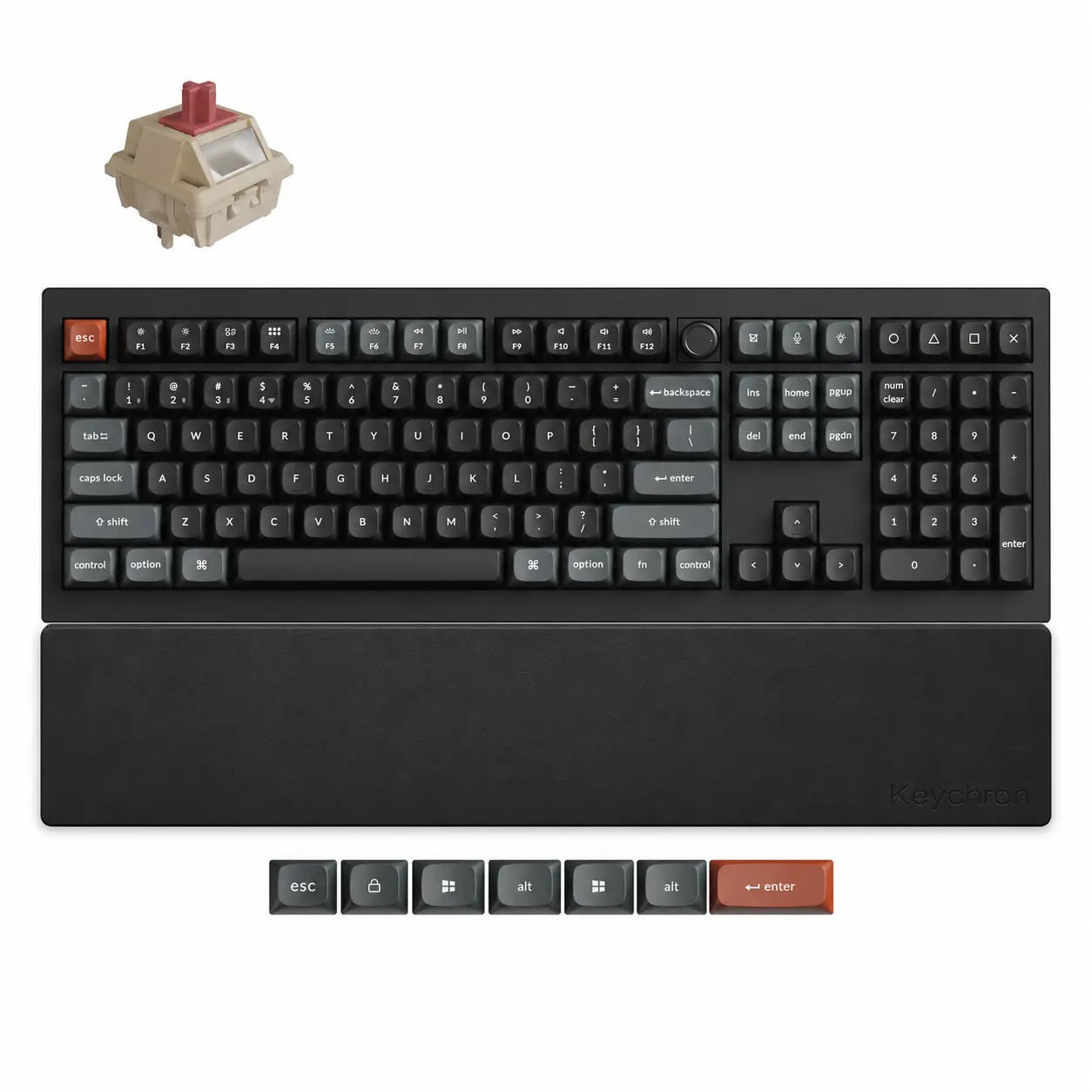 Keychron V6 Ultra 8K Wireless Custom Mechanical Keyboard & Wrist Rest Bundle, Full-Size 100% Layout, 8K Polling Rate, 2.4GHz Wireless, Bluetooth, Hot-Swappable, Gasket Mount, RGB Backlight, ZMK Web Launcher