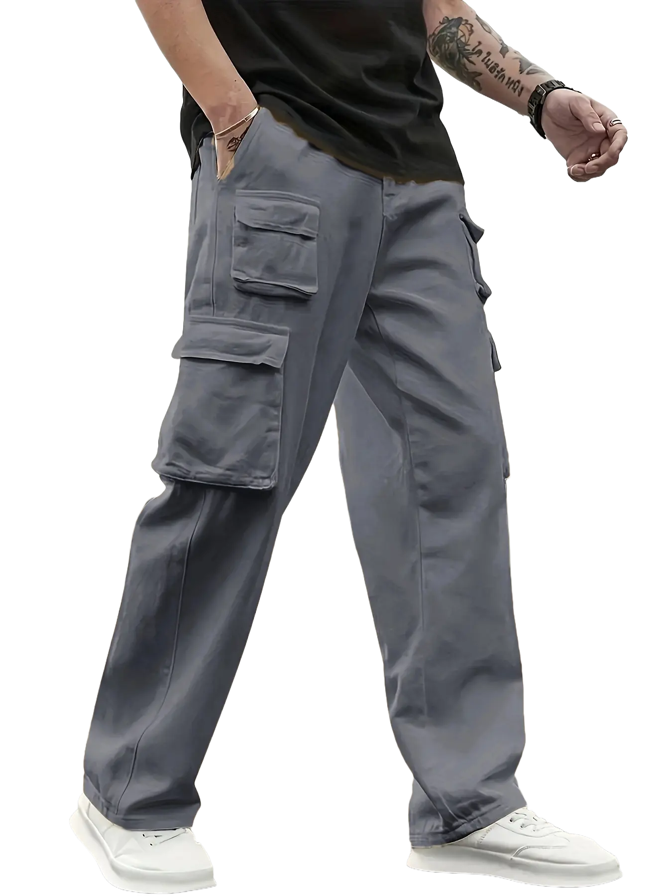 Men’s 1-Pack Solid-Color Fitted Drawstring Joggers Pants - 100% Polyester Ankle-Length Sweatpants with Multiple Pockets, Adjustable Fit for Outdoor Fitness, Spring Running Sports Bottoms, Fitted Cut