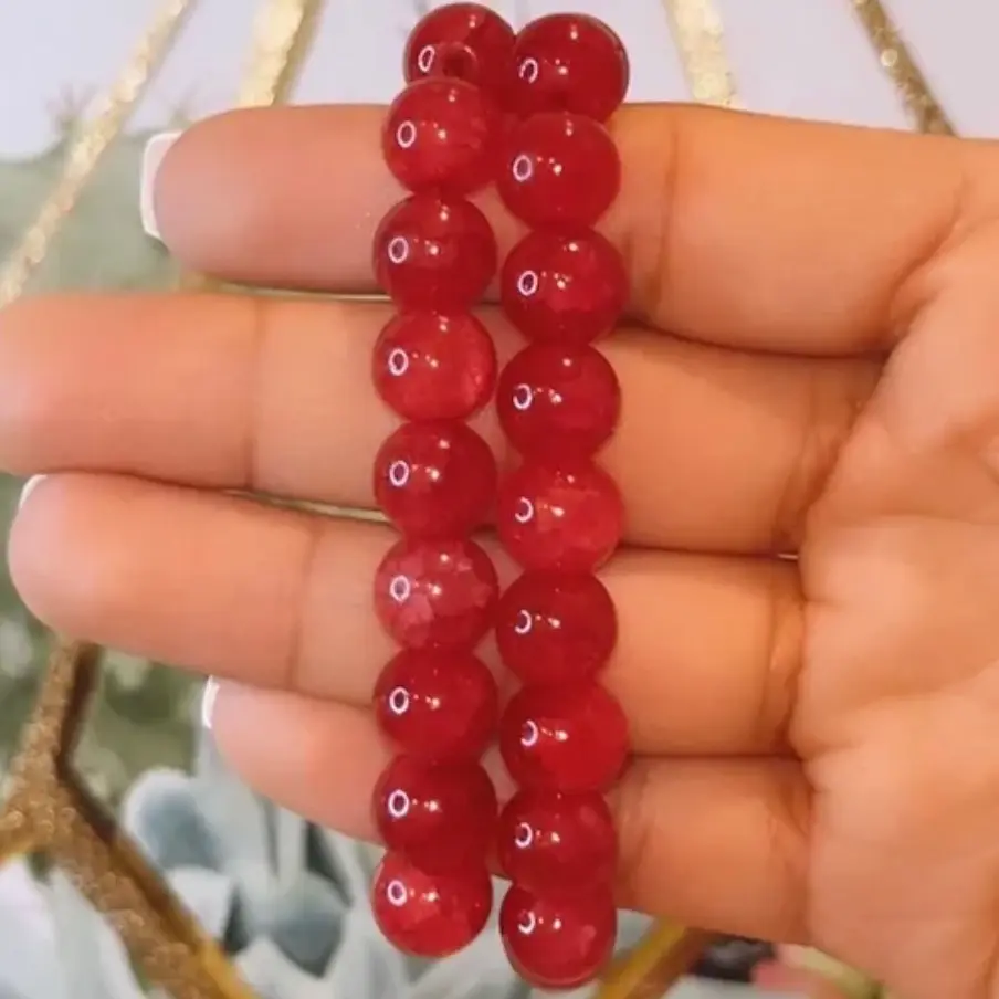 Magenta Glass Beaded Bracelet