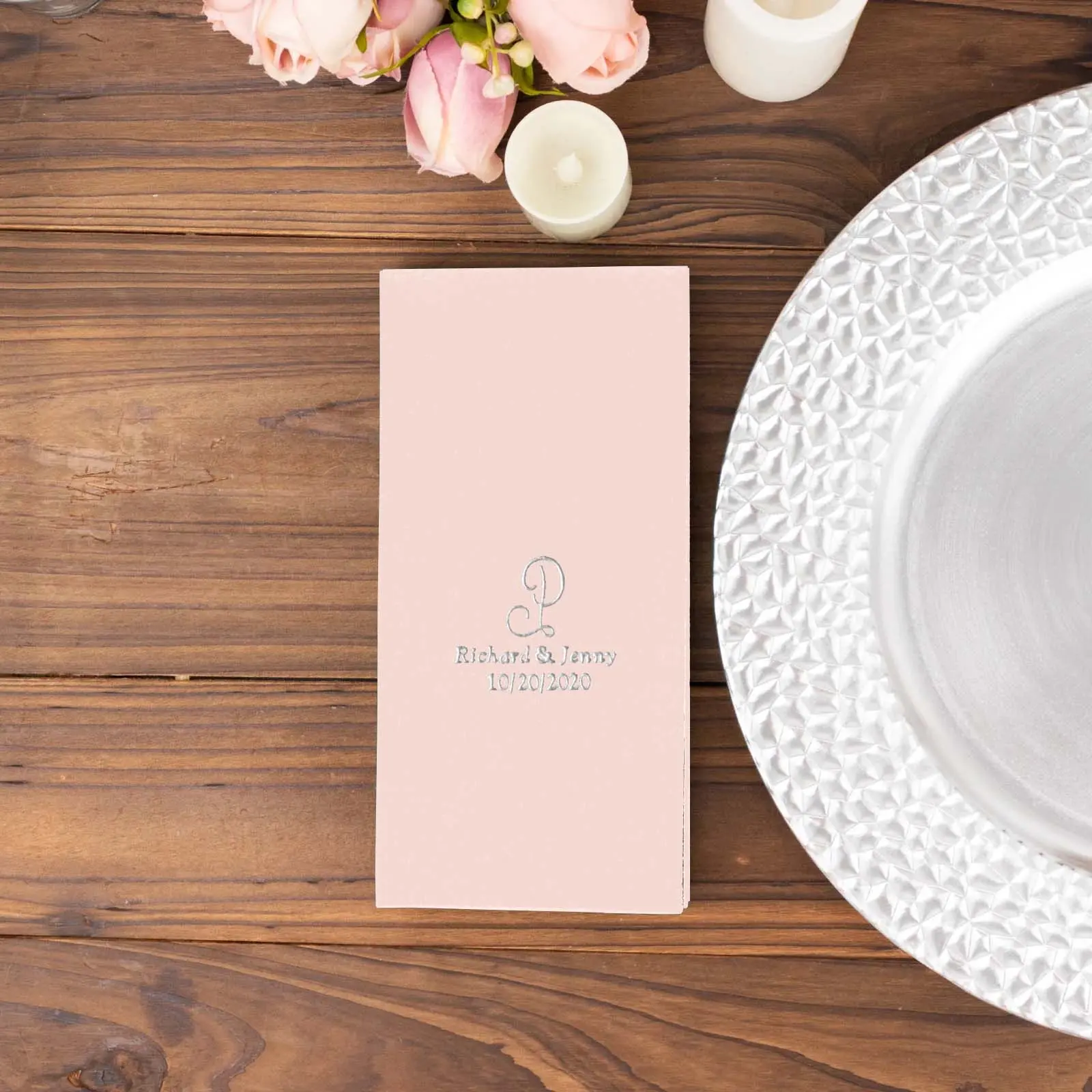 100-Pack Disposable Soft Airlaid Paper Napkins - Custom Personalized Monogram, Hot Foil Print, Text/Date Input, Highly Absorbent Tableware for Events