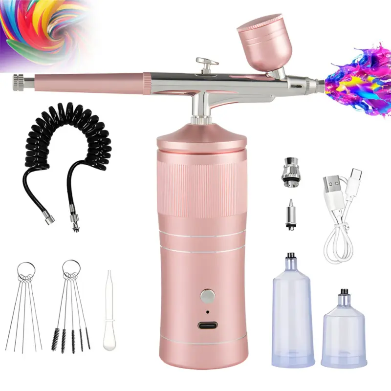 Airbrush Pen Kit With Compressor,Rechargeable High Pressure Air Brush Set Wireless Airbrush Cordless Airbrush Kit with 0.3mm Nozzle for Painting,Doodling, Cake Decor,Makeup,Modeling, Paint Spraying Tool, Expert Airbrush Kit