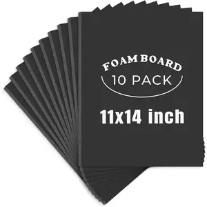 10 Pack 11x14 Black Foam Boards, Foam Core Poster Board for Display, Mounting, Print, Presentation and Projects, 3/16'' Thick