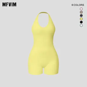 MFVIM Women’s European/American V-Neck Backless Halter Romper, Slim Fit Shorts, Butt-Lifting Fitness Yoga Jumpsuit