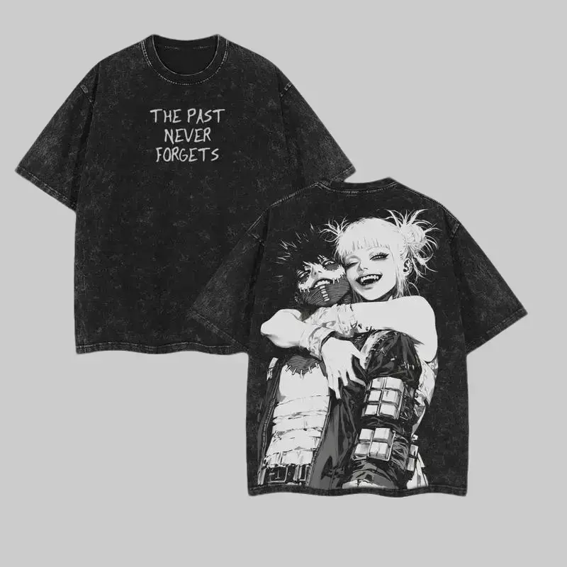 Men's My Hero Academia Dabi x Toga Double Printed Crew Neck Oversized Vintage Retro Heavyweight Soft Cotton T-Shirt - Distressed Loose Streetwear Tee, Short-Sleeve Unisex Fashion Merch, Thoughtful Gift, Do Not Iron Onto The Design, Encourages Positivity C
