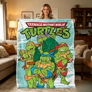 Teenage Mutant Ninja Turtles TMNT Turtle Group Silky Touch Super Soft Throw Blanket, Cartoon Flannel Fleece Blanket for Bed Sofa Couch, Birthday Christmas Gift for Adults and Children, kid Room Decor