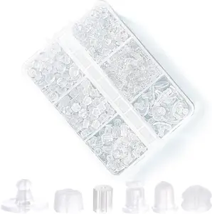 Mothers Day Gifts Silicone Earring Backs for Studs, 550 Pcs 6 Styles Clear Soft Earring Backings Hypoallergenic Rubber Plastic Earring Backs Clutch Stoppers Replacement Kits for Fish Hook Earring Studs Hoops