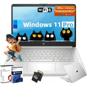 HP 14" Laptop Student Business Computer - 2025 New Version, Intel N150 Processor, Windows 11 Pro,  Copilot Al,  up to 32GB RAM 384GB Storage (128GB UFS+256GB MSD),Multiple colors,w/Accessories